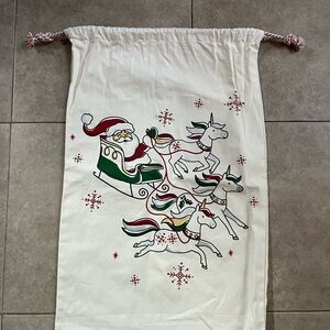 20”x30” Large Holiday Christmas drawstring Sack Santa sleigh Unicorns NWOT